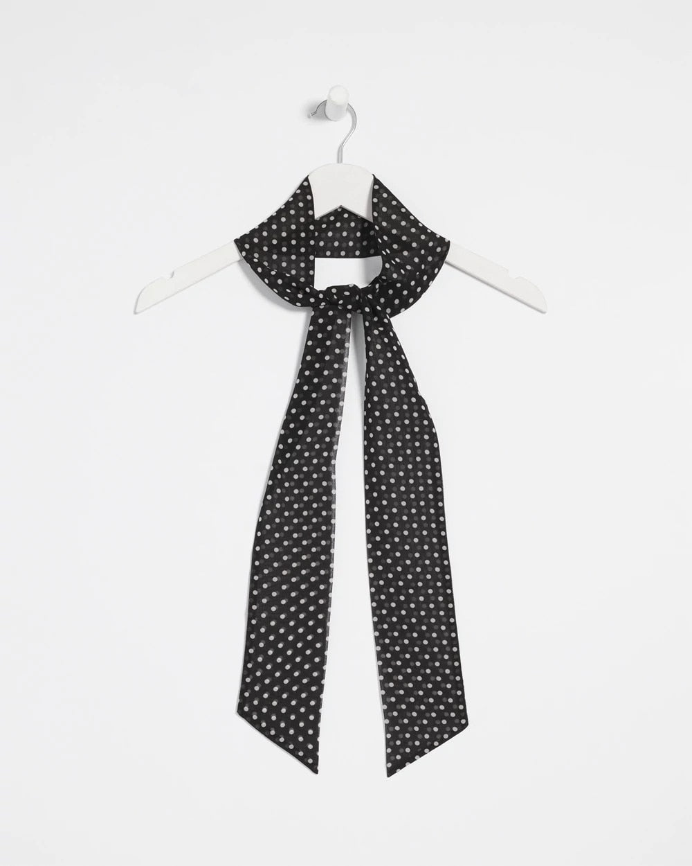 Chico's Polka Dot Skinny Scarf BLACK