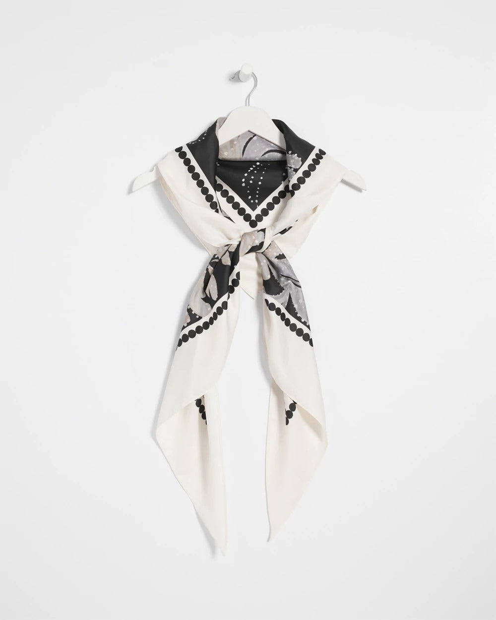 Chico's Printed Triangle Neckerchief Scarf BLACK