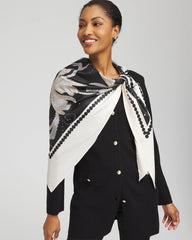 Chico's Printed Triangle Neckerchief Scarf BLACK