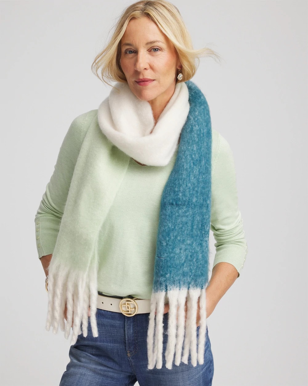 Chico's Cozy Ombre Oblong Scarf COOL MULTI