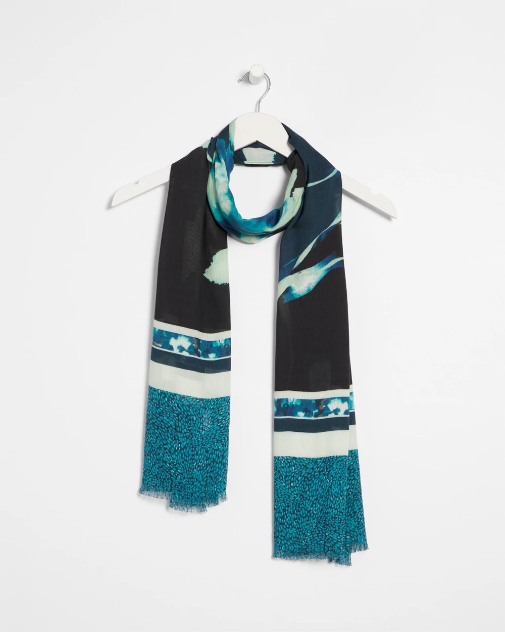 Chico's Glacier Colorblock Oblong Scarf BLACK