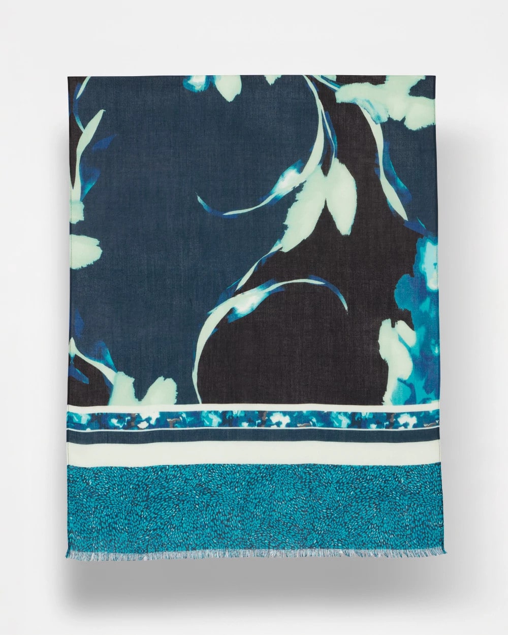 Chico's Glacier Colorblock Oblong Scarf BLACK