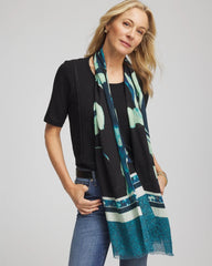 Chico's Glacier Colorblock Oblong Scarf BLACK
