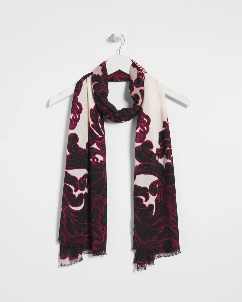 Chico's Maude Medallion Oblong Scarf BLACK