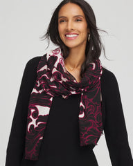 Chico's Maude Medallion Oblong Scarf BLACK