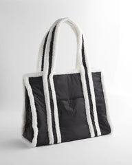 Chico's Faux Fur Sporty Tote Bag BLACK