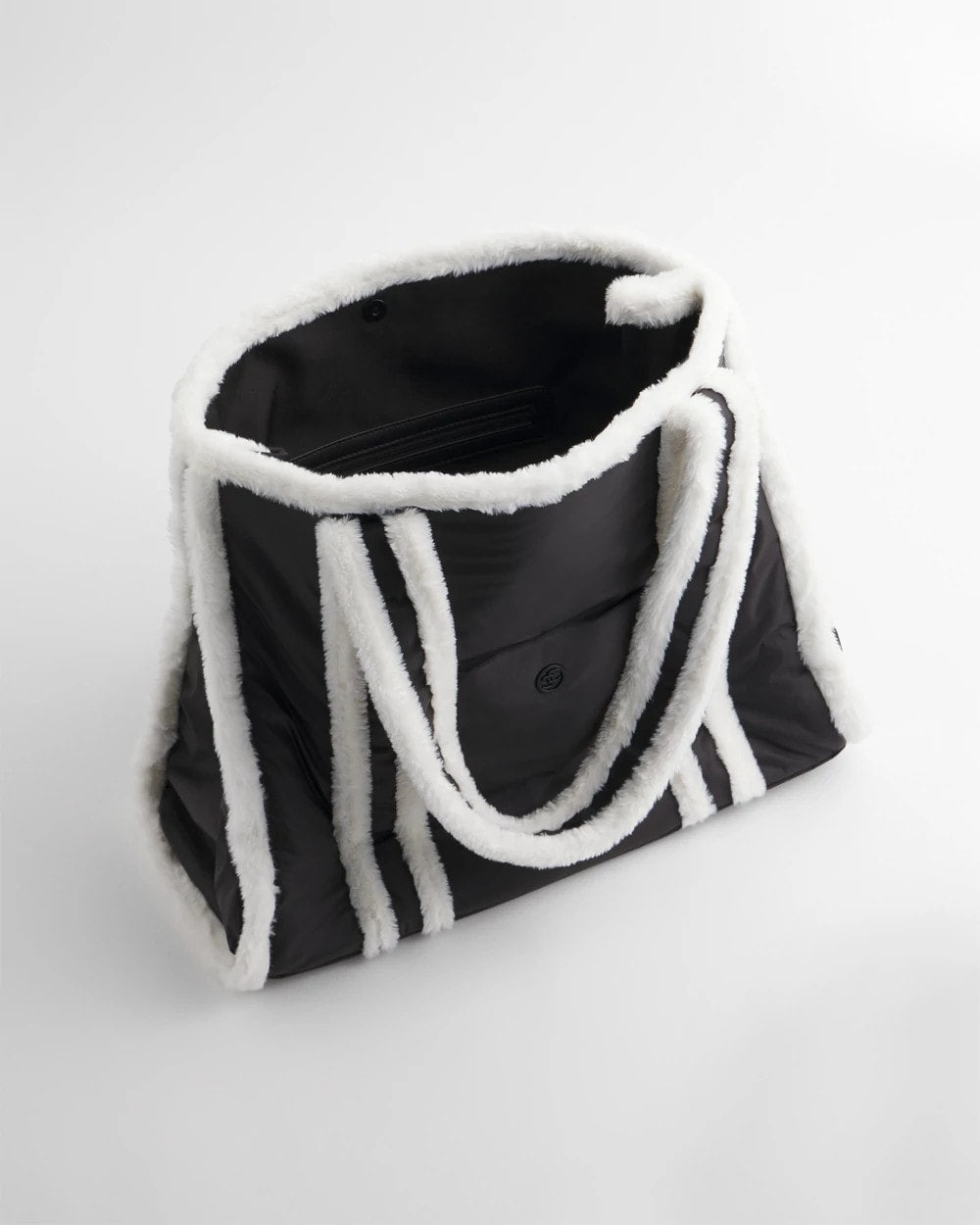 Chico's Faux Fur Sporty Tote Bag BLACK