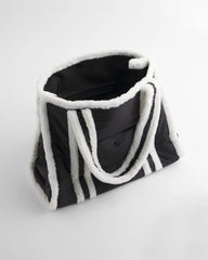 Chico's Faux Fur Sporty Tote Bag BLACK