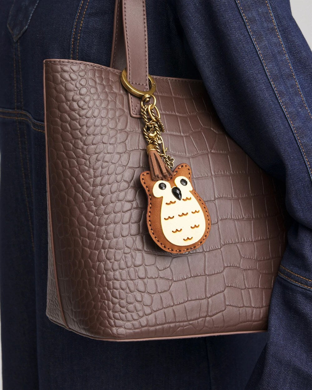 Chico's Owl Bag Charm BROWN