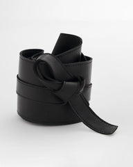 Chico's Leather Obi Belt BLACK