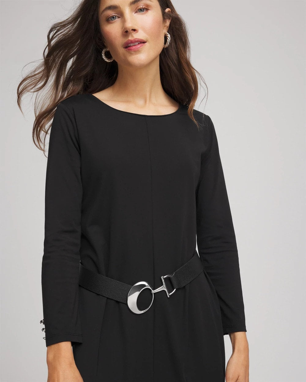 Chico's Soft-Stretch Faux Leather Belt BLACK