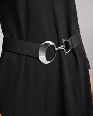 Chico's Soft-Stretch Faux Leather Belt BLACK
