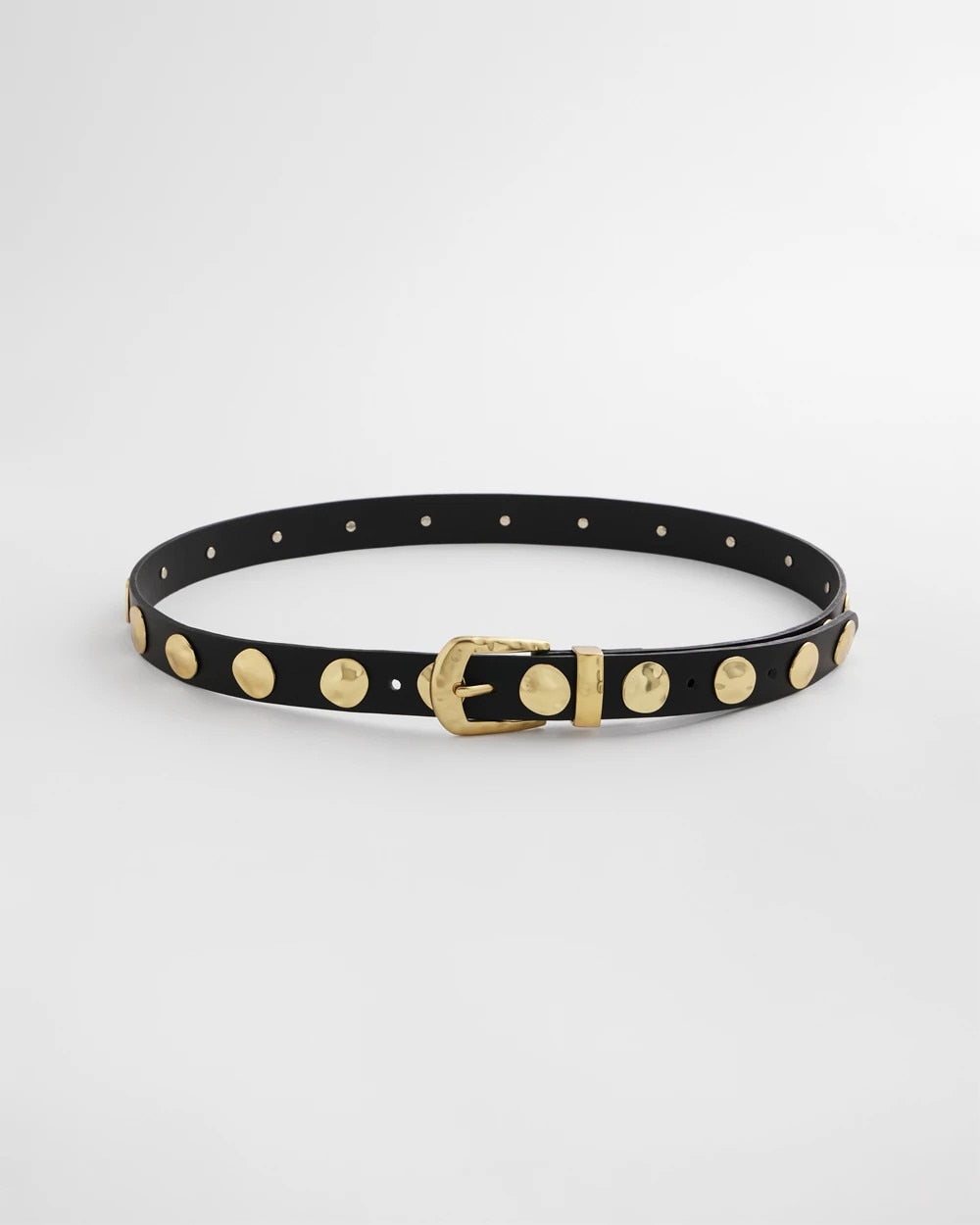 Chico's Studded Faux Leather Trouser Belt BLACK