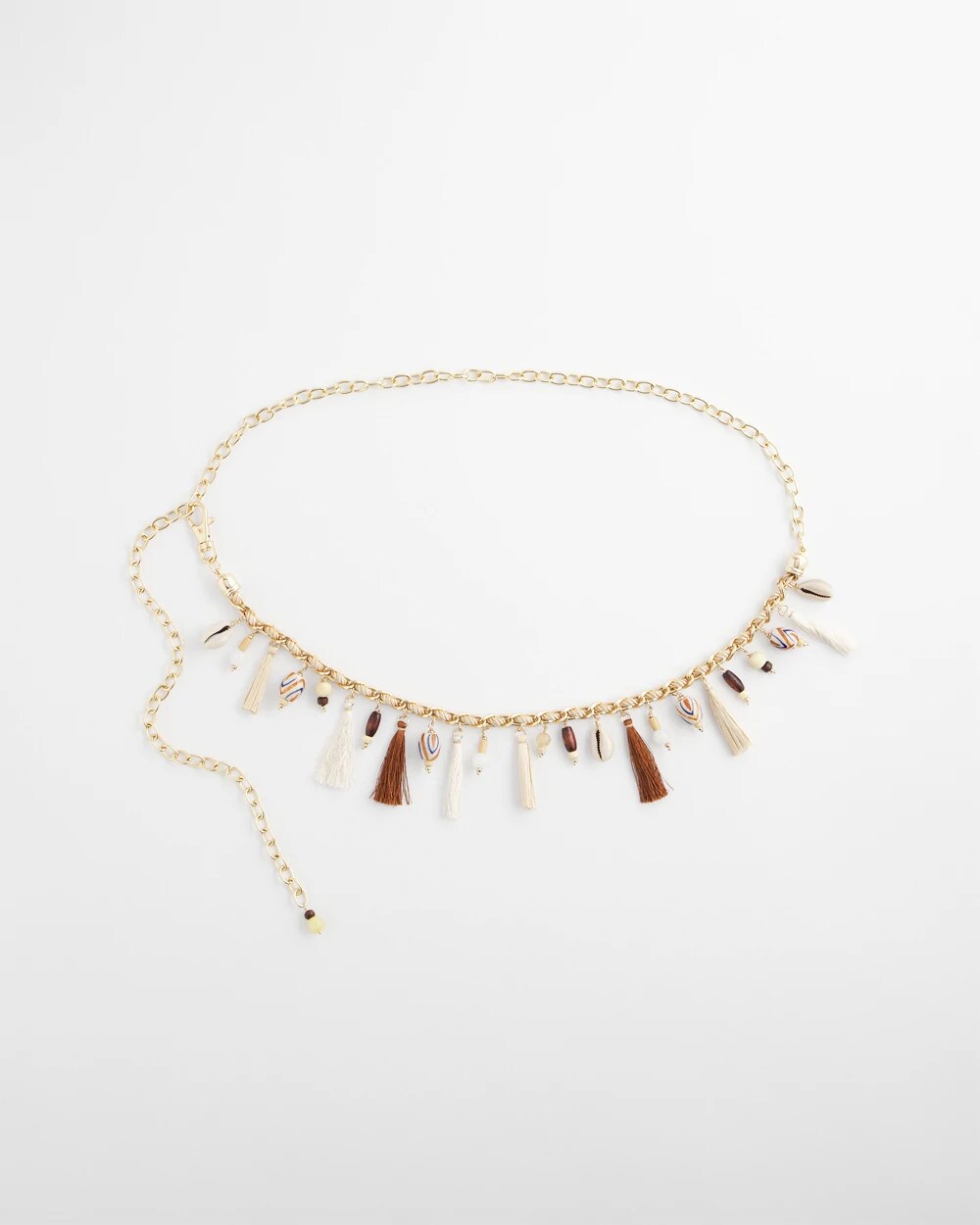 Chico's Novelty Beaded Chain Belt NATURAL