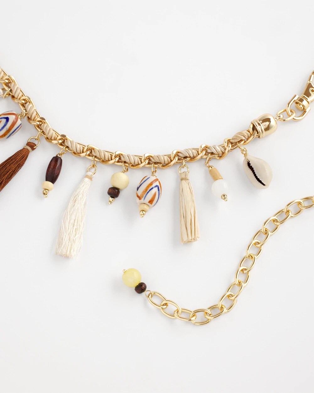 Chico's Novelty Beaded Chain Belt NATURAL