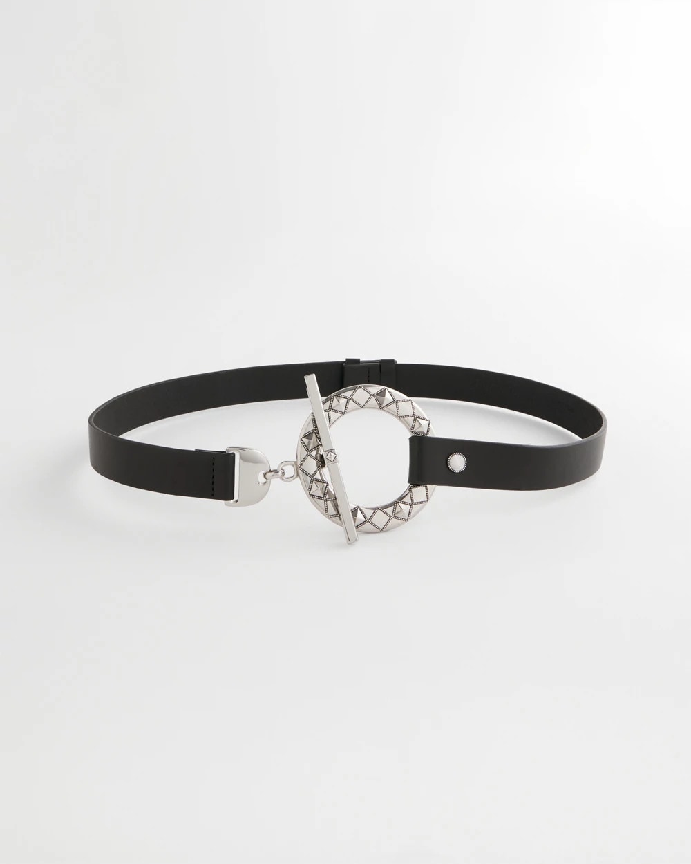 Chico's Silver Toggle Trouser Belt BLACK/SILVER