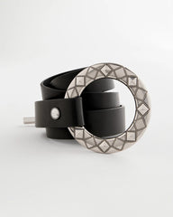 Chico's Silver Toggle Trouser Belt BLACK/SILVER