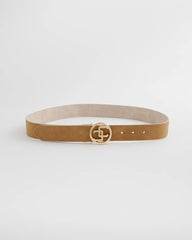 Chico's Faux Suede Reversible Chico's Logo Trouser Belt TAN