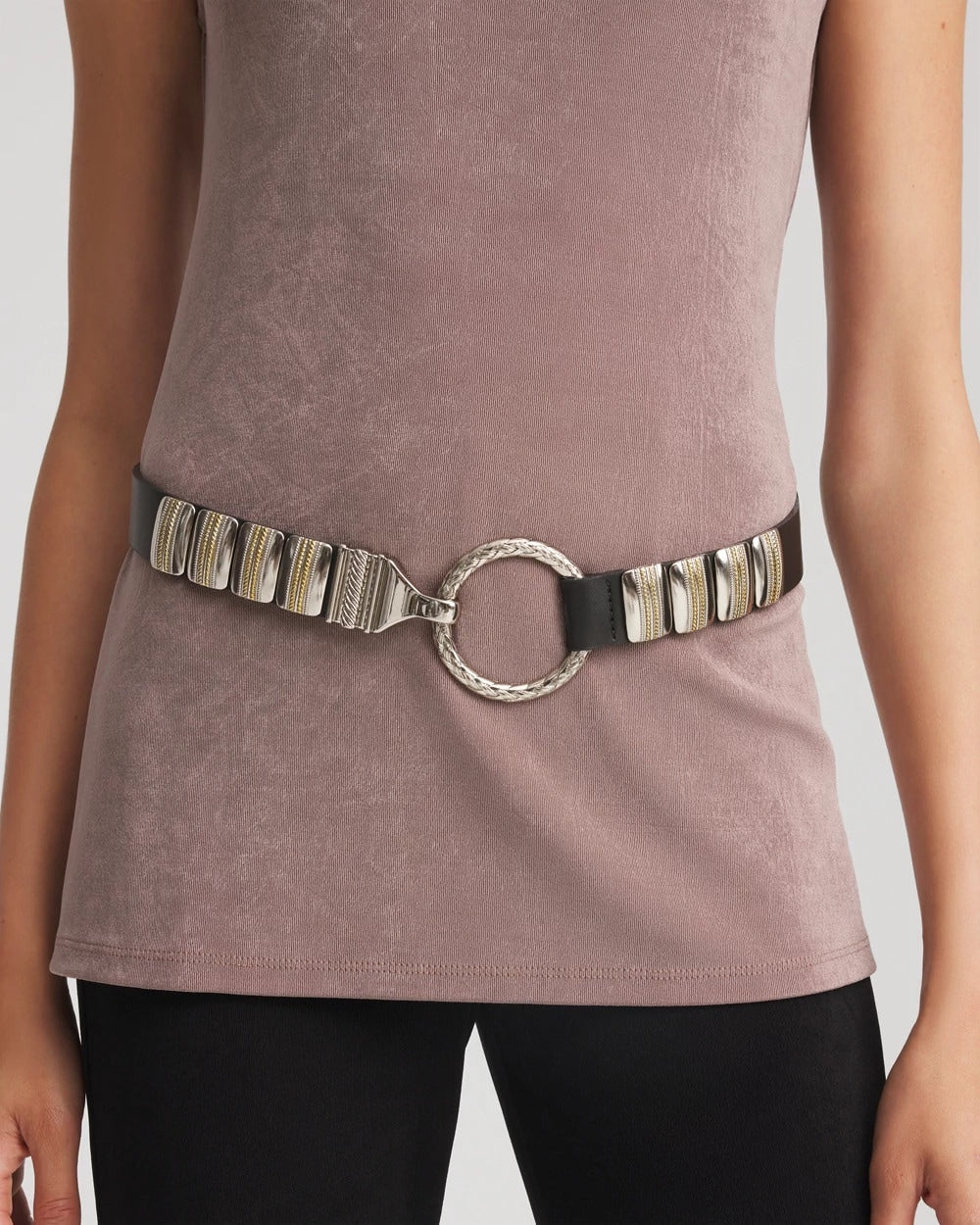 Chico's Mixed Metal Clasp Belt BLACK