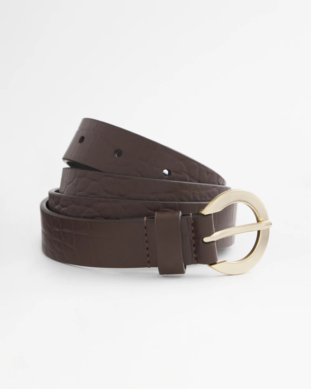 Chico's Crocodile Motif Trouser Belt BROWN