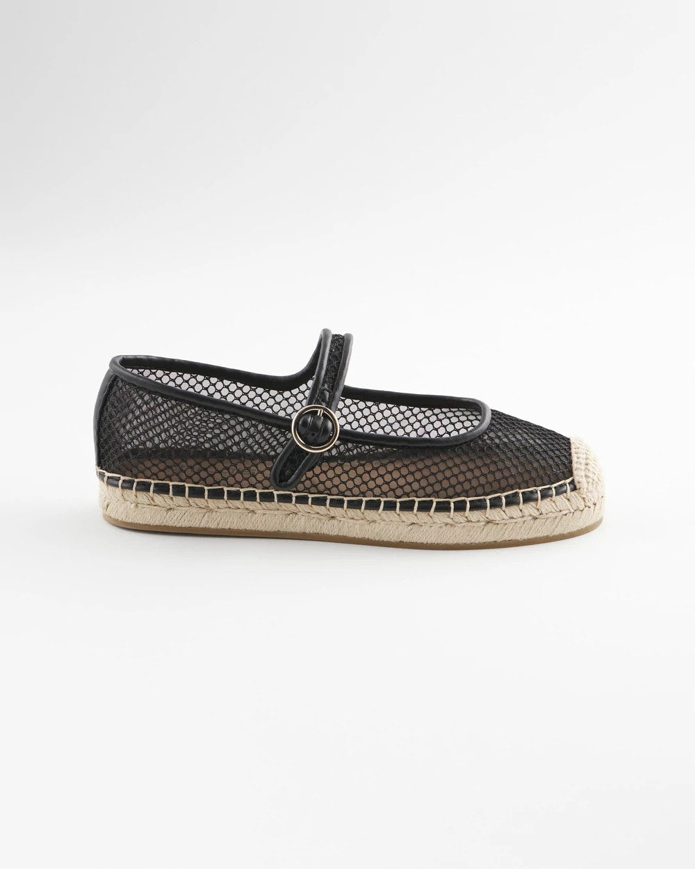 Chico's Eliana Mesh Mary Jane Espadrille BLACK