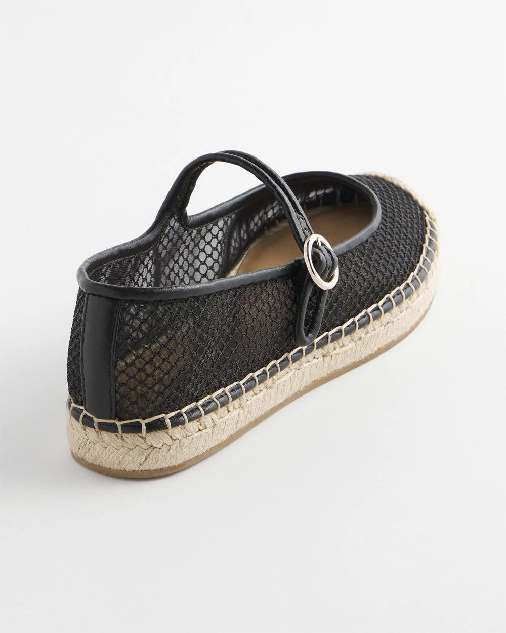 Chico's Eliana Mesh Mary Jane Espadrille BLACK