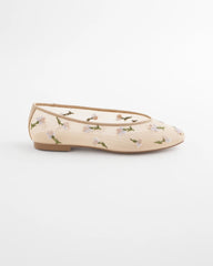 Chico's Orchid Embroidered Ballet Flats NATURAL