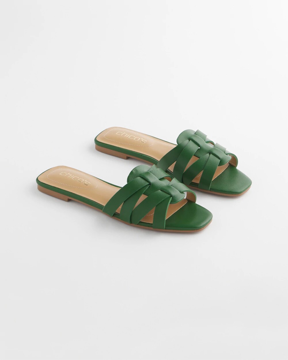 Chico's Cassidy Cross-Strap Slide Sandals GREEN