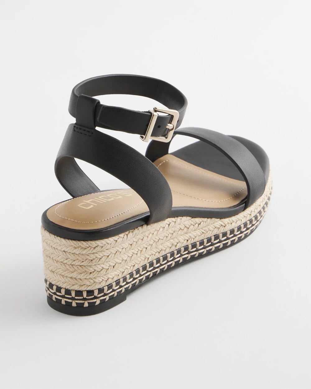 Chico's Brielle Espadrille Wedge Sandals BLACK