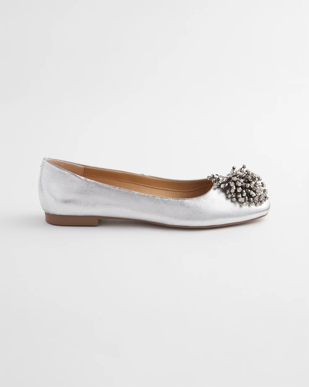 Chico's Omega Beaded Ballet Flats METALLIC