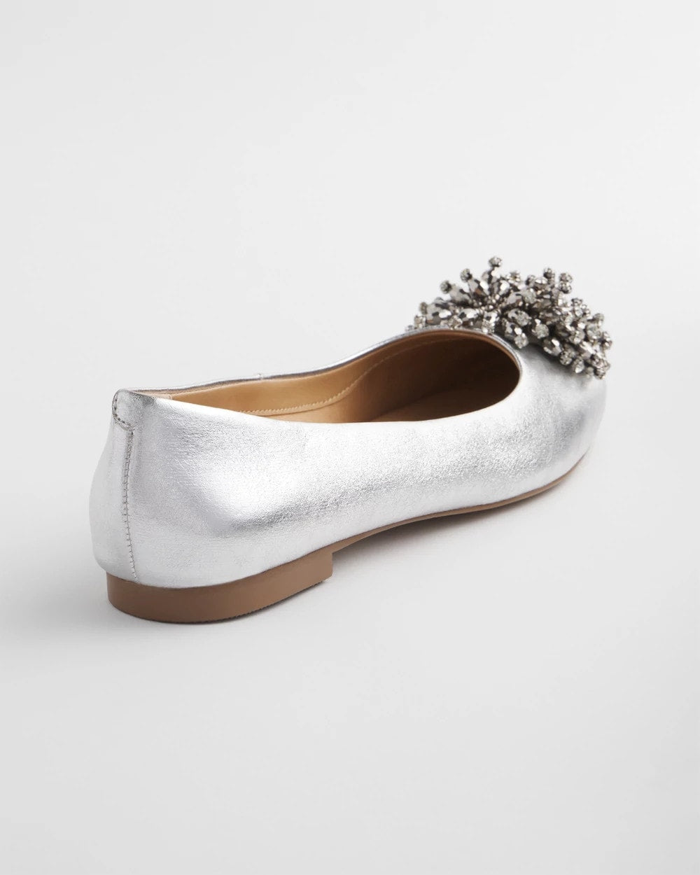 Chico's Omega Beaded Ballet Flats METALLIC
