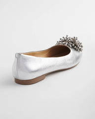 Chico's Omega Beaded Ballet Flats METALLIC