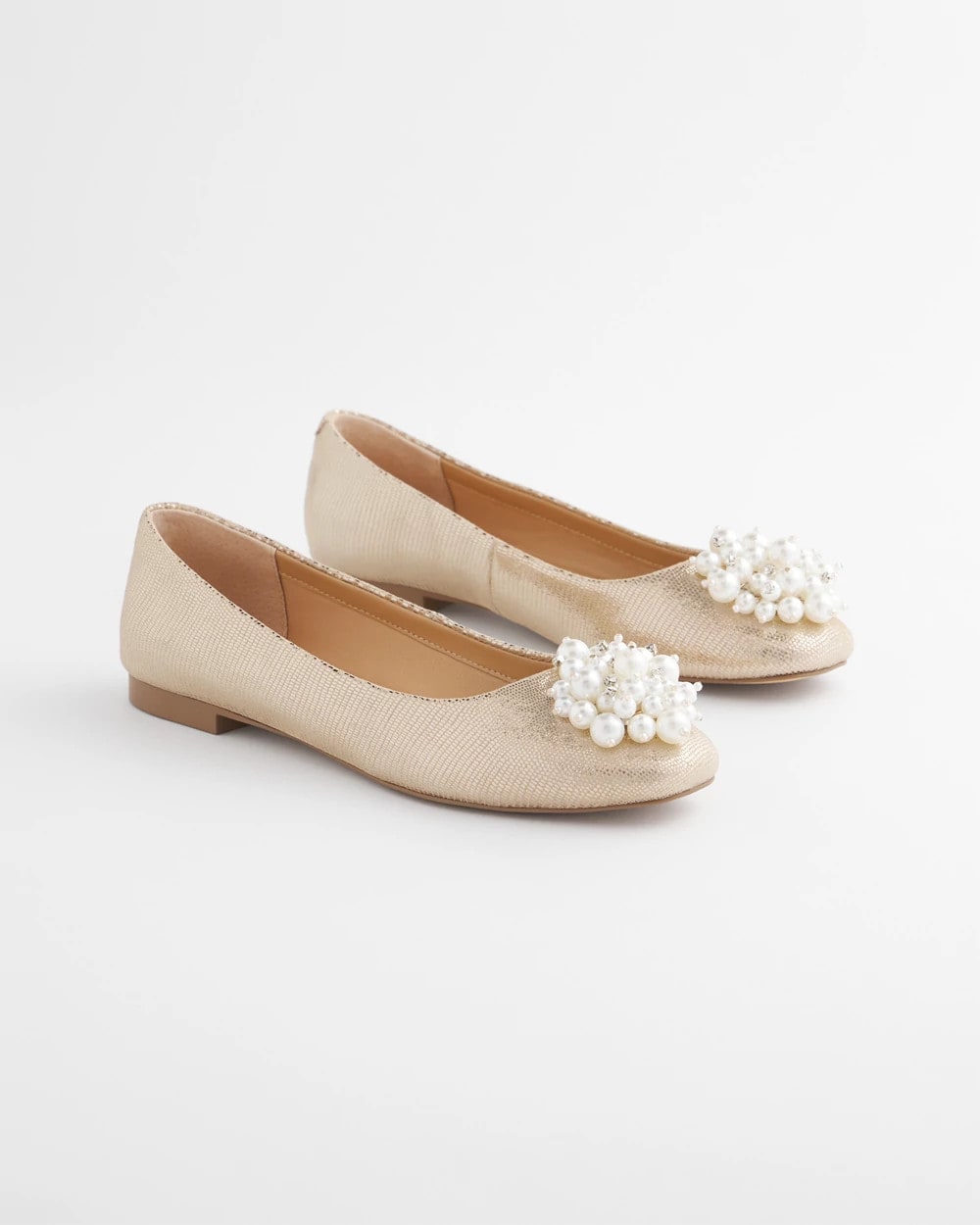 Chico's Olympia Pearl Ballet Flats GOLD