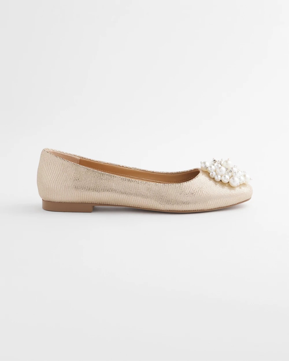 Chico's Olympia Pearl Ballet Flats GOLD