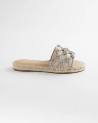 Chico's Linen Knotted Espadrille Slides SILVER