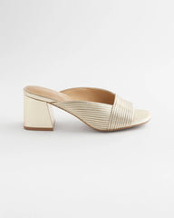 Chico's Vinia Metallic Rope Block Heels GOLD