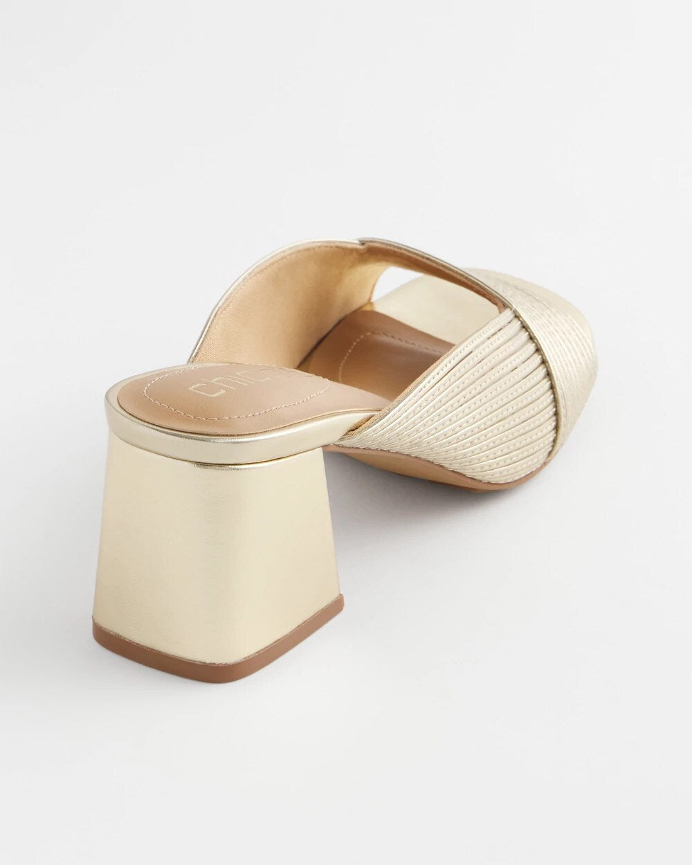 Chico's Vinia Metallic Rope Block Heels GOLD
