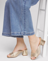 Chico's Vinia Metallic Rope Block Heels GOLD