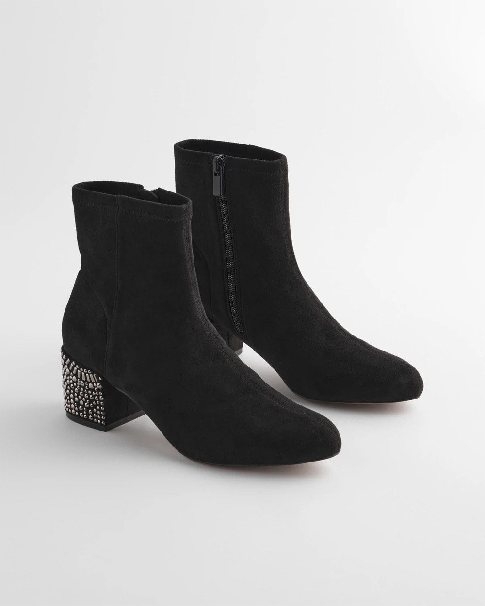Chico's Embellished Destiny Art Deco Boot Heels BLACK