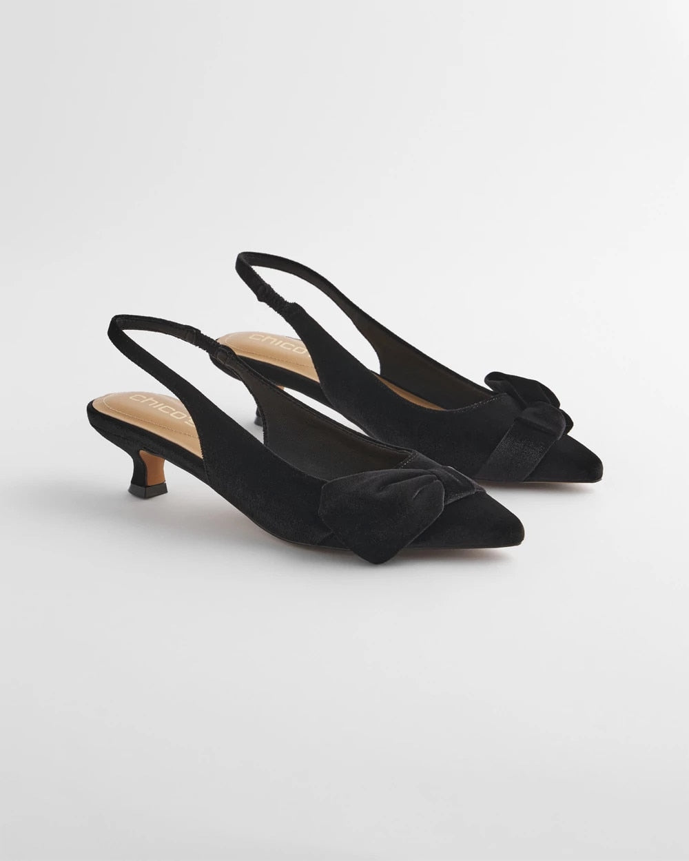 Chico's Charm Velvet Bow Kitten Heels BLACK