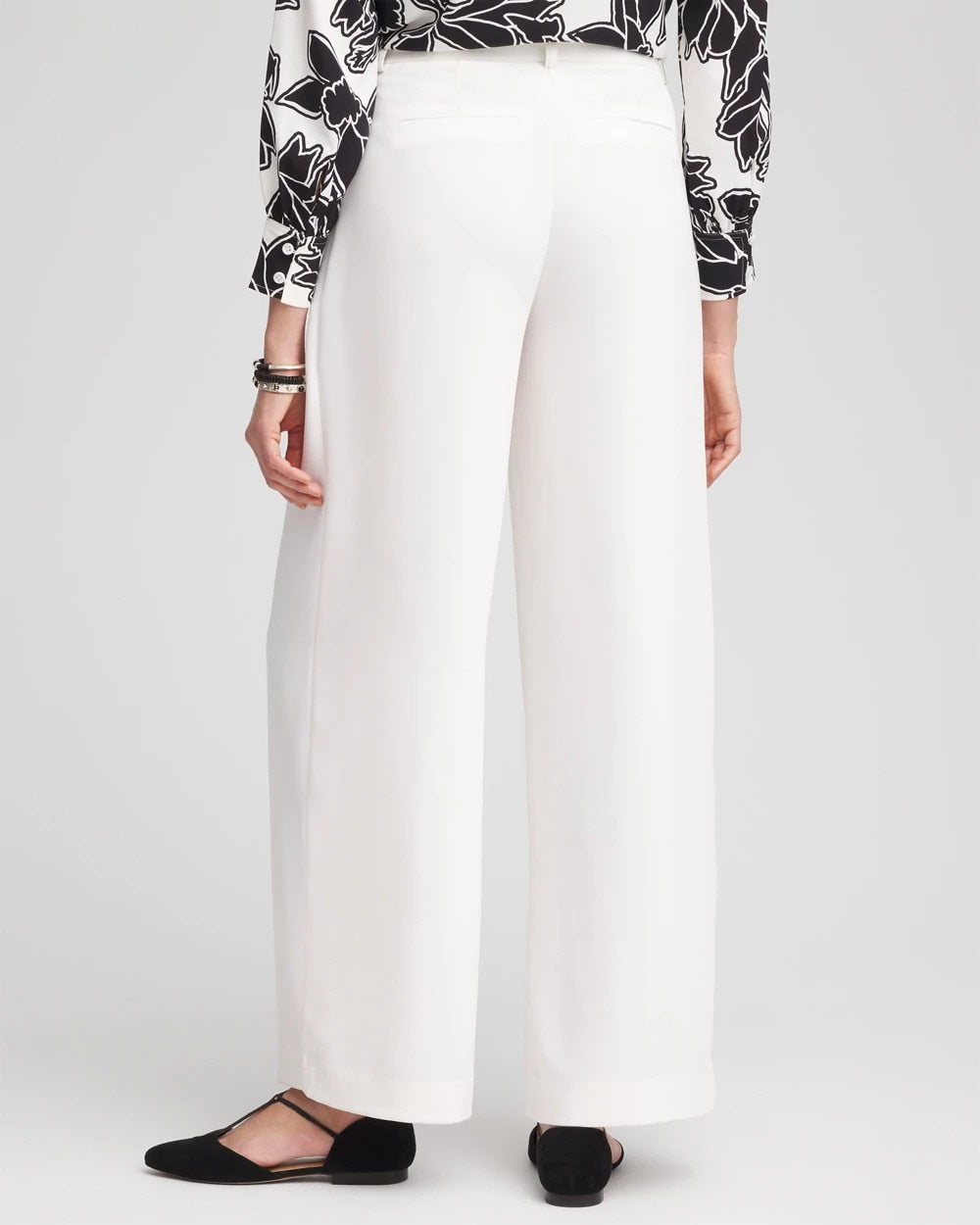 Chico's Petite Crepe Pleated Relaxed Pants ECRU
