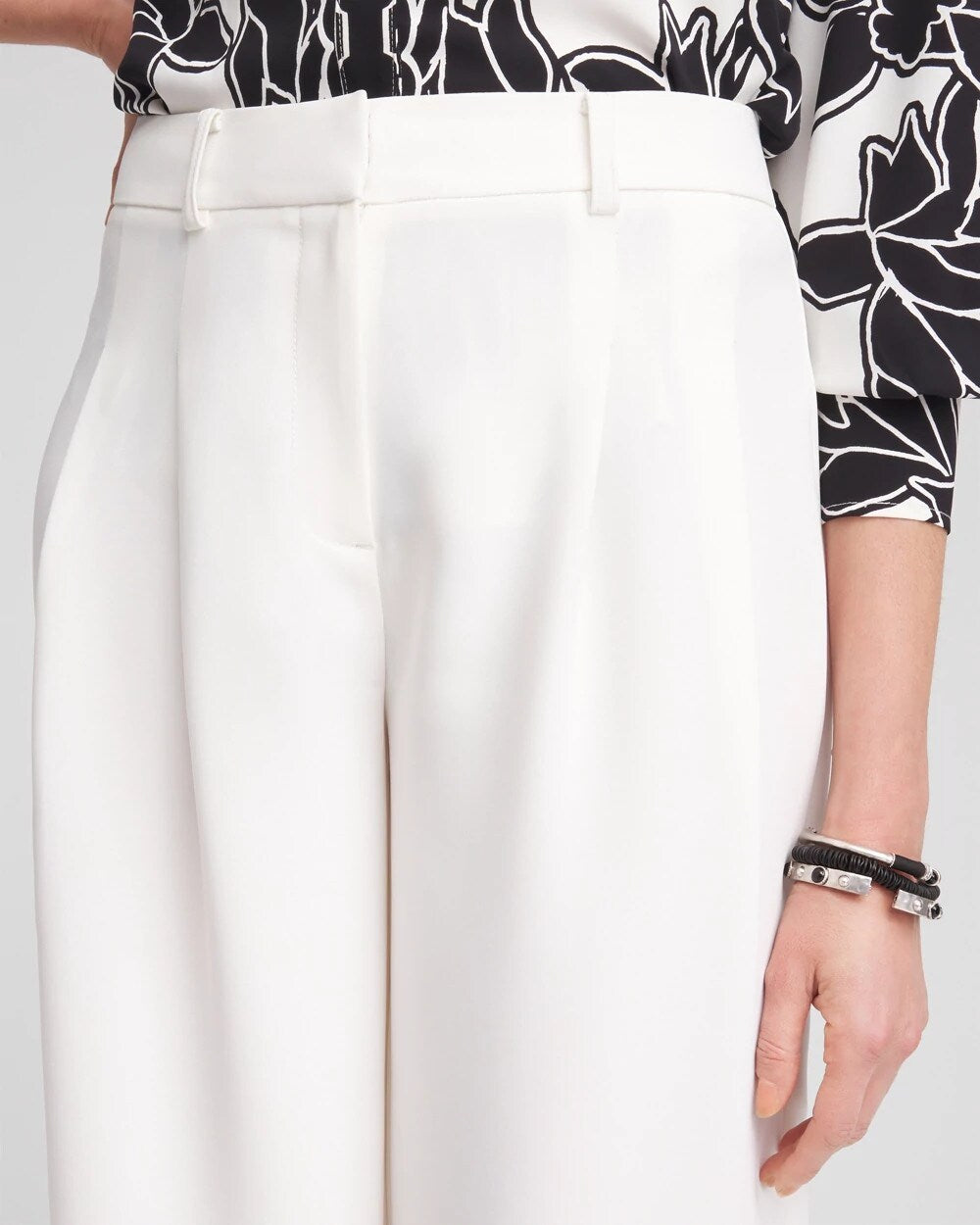 Chico's Petite Crepe Pleated Relaxed Pants ECRU