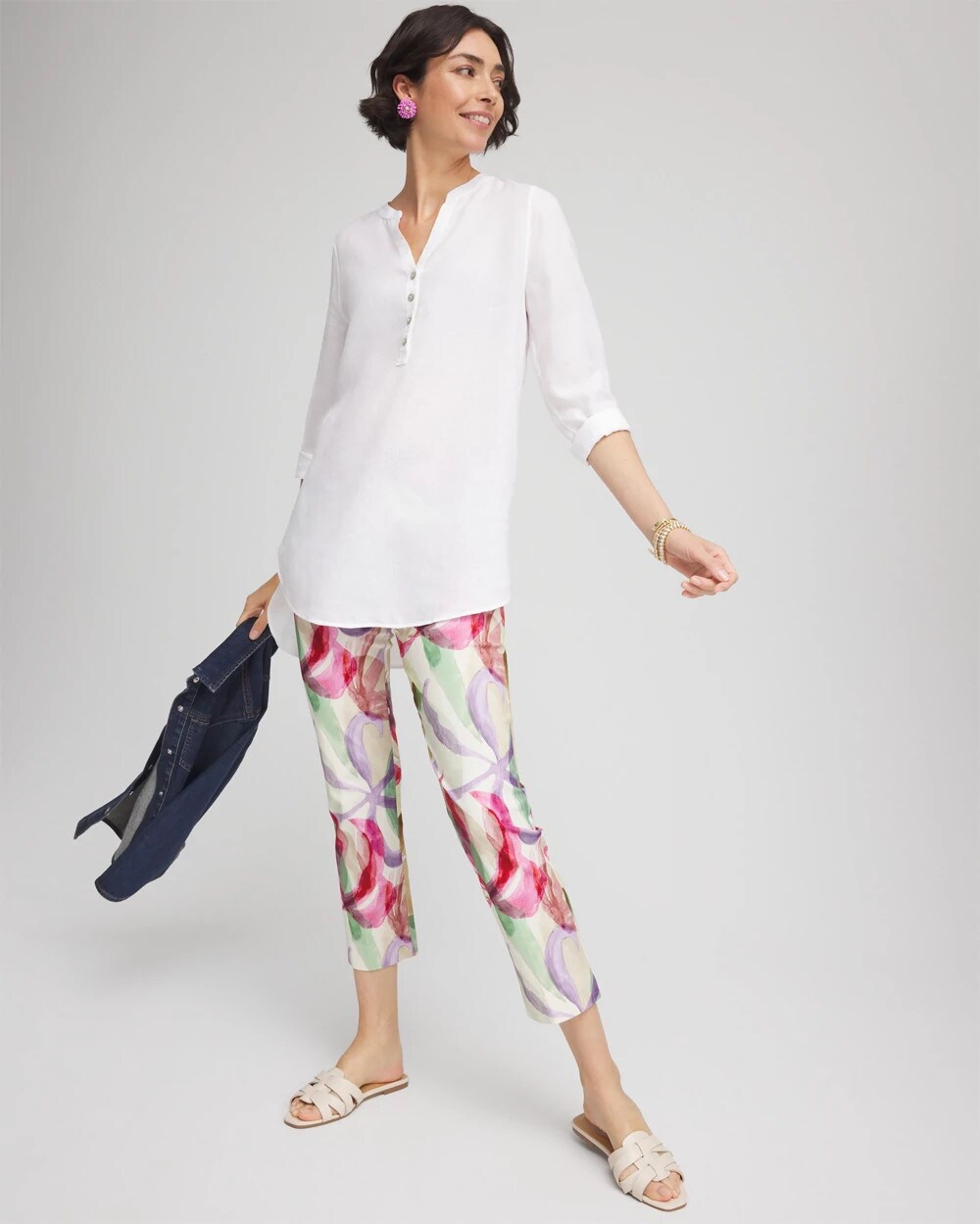 Chico's Petite Brigitte™ Slub Slim Cropped Pants ECRU