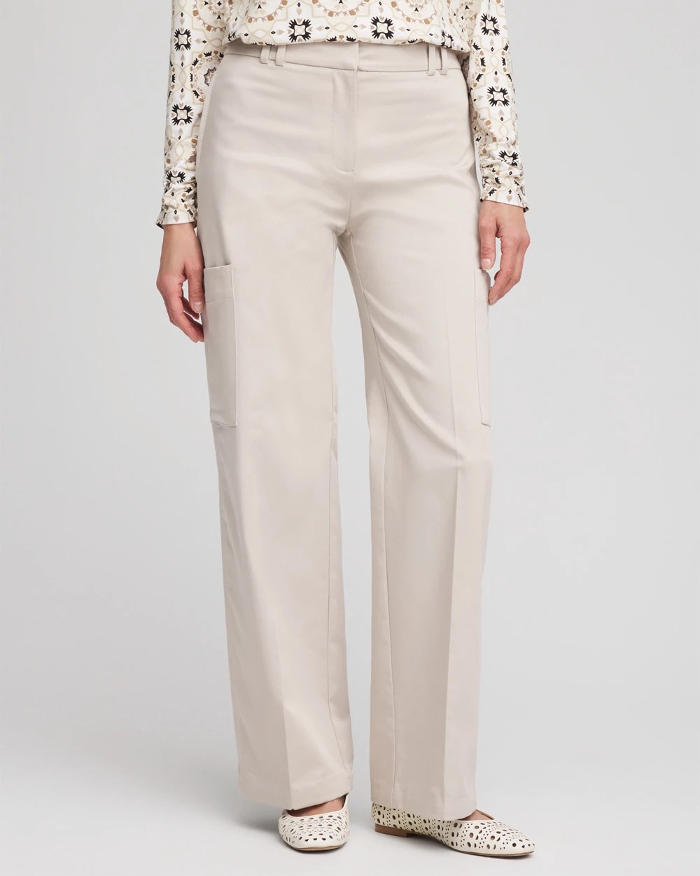 Chico's Petite Sateen Cargo Pants SMOKEY TAUPE