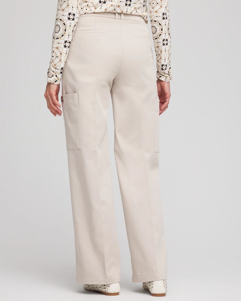 Chico's Petite Sateen Cargo Pants SMOKEY TAUPE