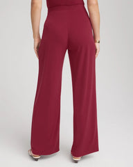 Chico's Petite Travelers™ Knit Wide-Leg Pants RUSSET RED