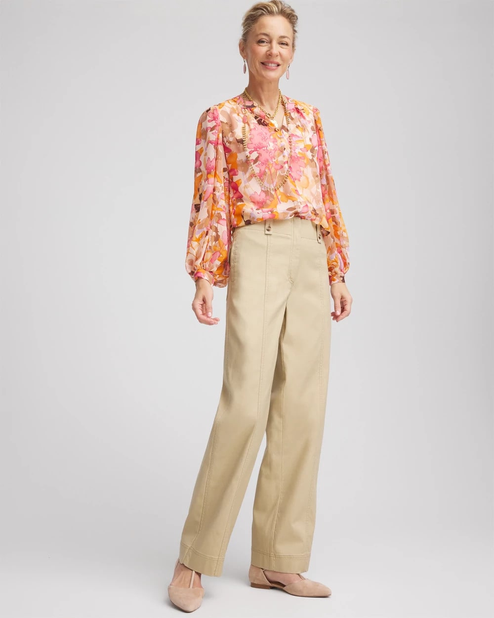 Chico's Petite Canvas Cargo Wide-Leg Pants WILD TRUFFLE