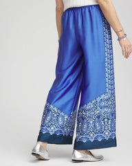 Chico's Petite Pull-on Paisley Drawstring Cropped Pants BLUE PEARL