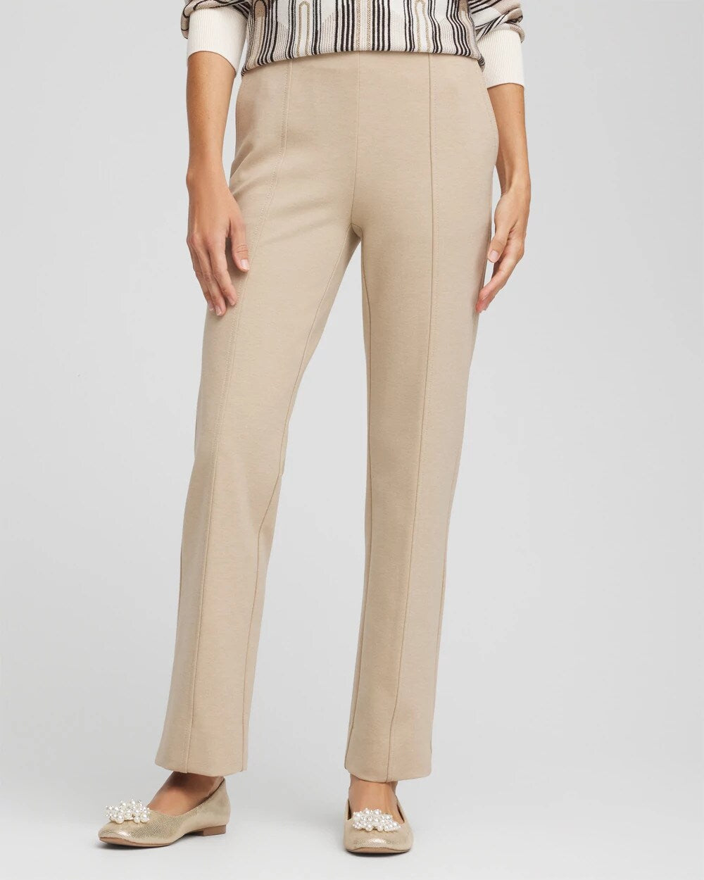 Chico's Petite Juliet Straight Ankle Pants TAUPE HEATHER