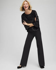 Chico's Petite Emme Wide-Leg Trouser Ponte Pants BLACK
